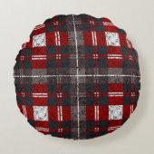 Christmas Plaid Pattern ラウンドクッション (正面)