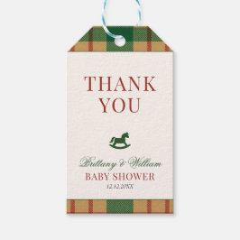 Christmas Plaid Preppy Bear Baby Shower  ギフトタグ