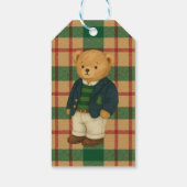 Christmas Plaid Preppy Bear Baby Shower  ギフトタグ (裏面)