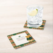 Christmas Plaid Preppy Bear Baby Shower  スクエアペーパーコースター (インサイチュ)