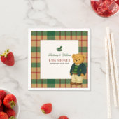 Christmas Plaid Preppy Bear Baby Shower スタンダードカクテルナプキン (インサイチュ)