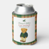 Christmas Plaid Preppy Bear Baby Shower 缶クーラー (缶正面)