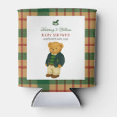 Christmas Plaid Preppy Bear Baby Shower  缶クーラー (正面)