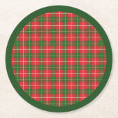 Christmas Plaid Red and Green ラウンドペーパーコースター (正面)