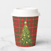 Christmas Plaid Red, Green with Gold Crosses 紙コップ (裏面)