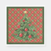 Christmas Plaid Red, Green with Gold Snowflakes スタンダードランチョンナプキン (正面)