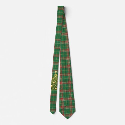 Christmas Plaid Red on Green with Tree ネクタイ (裏面)