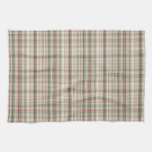 Christmas Plaid - rustic green red ivory キッチンタオル (横)