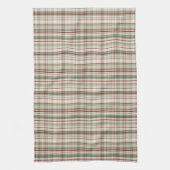 Christmas Plaid - rustic green red ivory キッチンタオル (縦)