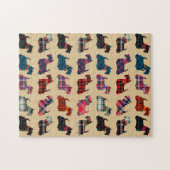 Christmas Plaid Scottish Terrier Dogs ジグソーパズル (横)