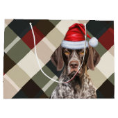 Christmas Plaid Shorthair Pointer Dog Lover ラージペーパーバッグ (裏面)