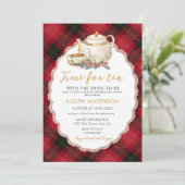 Christmas Plaid Tea Party Bridal Shower Invitation 招待状 (スタンド正面)