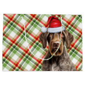 Christmas Plaid Wirehaired Pointer Dog Lover ラージペーパーバッグ (裏面)