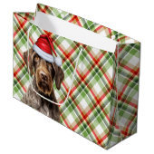Christmas Plaid Wirehaired Pointer Dog Lover ラージペーパーバッグ (正面アングル)