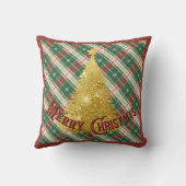 Christmas Plaid with Gold Tree クッション (裏面)