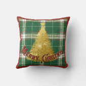 Christmas Plaid with Gold Tree クッション (裏面)