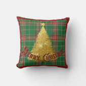 Christmas Plaid with Gold Tree クッション (正面)