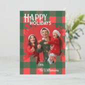 Christmas Plaids Custom Photo Holiday Cards シーズンカード (スタンド正面)