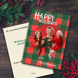 Christmas Plaids Custom Photo Holiday Cards シーズンカード
