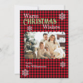 Christmas Plaids Family Custom Photo Holiday Cards シーズンカード (正面)
