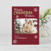 Christmas Plaids Family Custom Photo Holiday Cards シーズンカード (スタンド正面)
