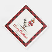 Christmas Playful Goose Whimsy Minimal Napkins (コーナー)