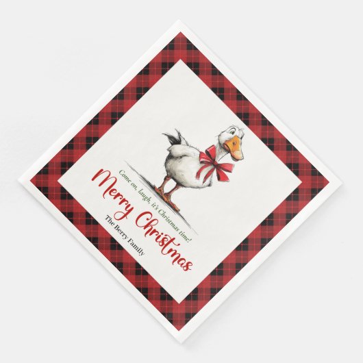 Christmas Playful Goose Whimsy Minimal Napkins (コーナー)