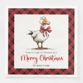 Christmas Playful Goose Whimsy Minimal Napkins (正面)