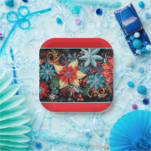 Christmas Poinsettia  ペーパープレート (パーティー)