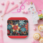 Christmas Poinsettia  ペーパープレート (パーティー)