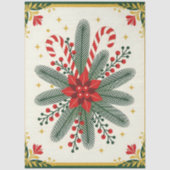 Christmas Poinsettia and Candy Cane Holiday 薄葉紙 (正面)
