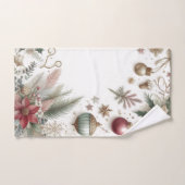 Christmas Poinsettia and Gold Snowflake  バスタオルセット (ハンドタオル)