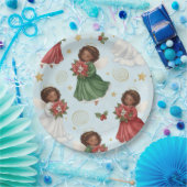 Christmas Poinsettia Angels ペーパープレート (パーティー)