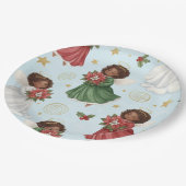 Christmas Poinsettia Angels ペーパープレート (アングル)