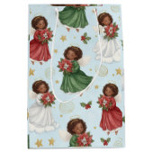 Christmas Poinsettia Angels Wrapping Paper Sheets ミディアムペーパーバッグ (正面)