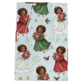Christmas Poinsettia Angels Wrapping Paper Sheets ミディアムペーパーバッグ (裏面)