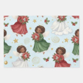 Christmas Poinsettia Angels Wrapping Paper Sheets ラッピングペーパーシート (正面)