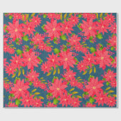 Christmas Poinsettia Blue ラッピングペーパー (フラット)