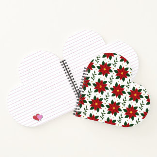 Christmas Poinsettia Floral Pattern | Red Green ノートブック