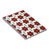 Christmas Poinsettia Floral Pattern | Red Green ノートブック (右側)