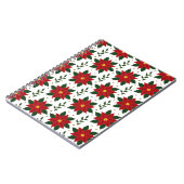 Christmas Poinsettia Floral Pattern | Red Green ノートブック (左側)