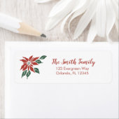 Christmas Poinsettia Flower Return Address ラベル (インサイチュ)