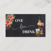 Christmas Poinsettia Free Drink Party Card Ticket 割引カード (正面)