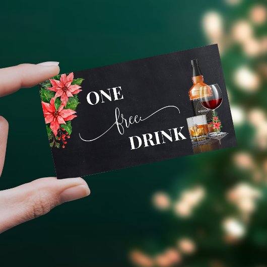 Christmas Poinsettia Free Drink Party Card Ticket 割引カード