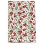 Christmas Poinsettia Gift Bag ミディアムペーパーバッグ (正面)