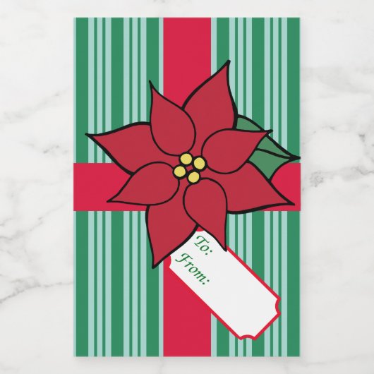 Christmas Poinsettia Gift Tag Labels  フードラベル (シングルラベル)