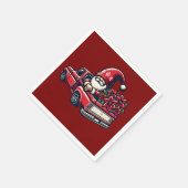 Christmas Poinsettia Gnome On Red Pickup Truck スタンダードカクテルナプキン (角)