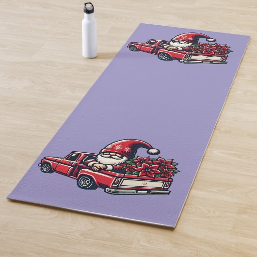 Christmas Poinsettia Gnome On Red Pickup Truck ヨガマット (インサイチュ)
