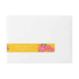 Christmas Poinsettia Gold ラップアラウンド宛名ラベル