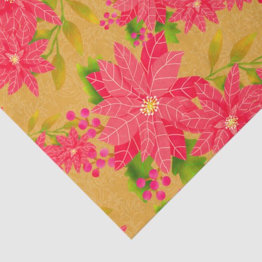 Christmas Poinsettia Gold Orange 薄葉紙 (詳細)